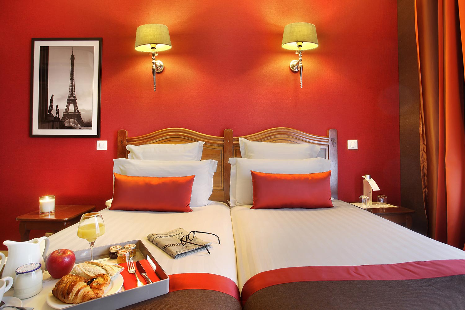 hotel paris 4étoiles - chambre avec deux lits jumeaux